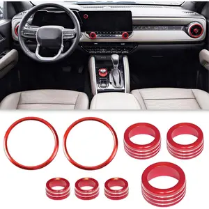 Interior Accessories for Chevy Colorado 2024 2025 2026 Air Vent Rings AC Volume Shift Knob Cover (Red)