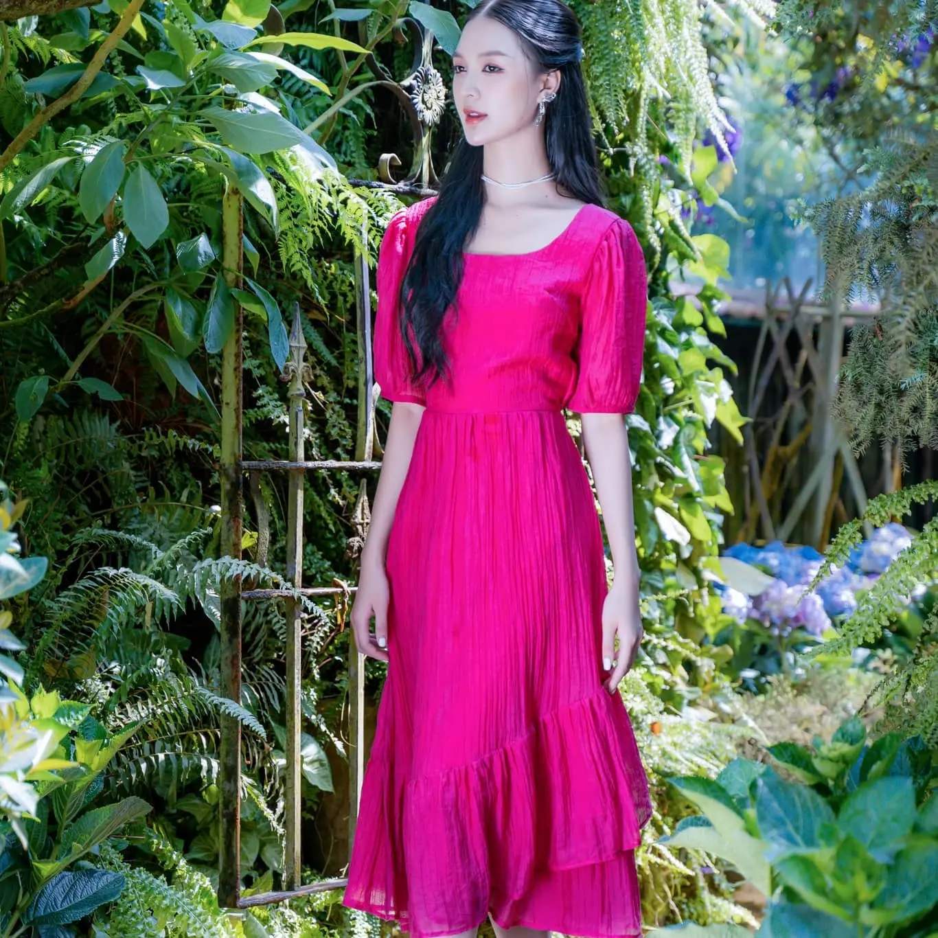 ALIA Magenta Midi Mommy and Me Matching Dresses