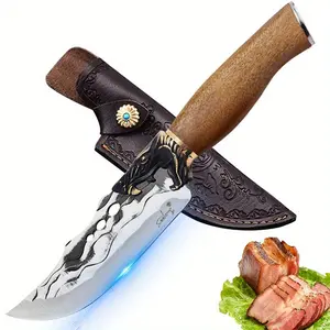 1PC professional kitchen chef knife, with scabbard, meat cleaver, kitchen convenience cooking knife, patterned stainless steel kitchen knife Meatcleaverset Cutting