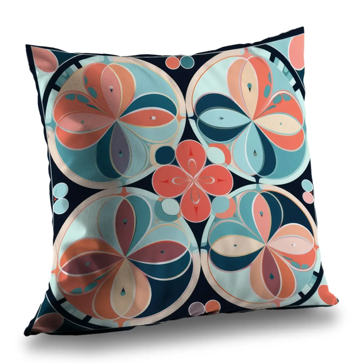 MWW C1PC1616JIRAZW 16 x 16 in. Pastel Mandala Turquoise Polyester Twill Throw Pillow - Home Decor Accent, Pastel Standard Pillows, Turquoise Standard Pillows