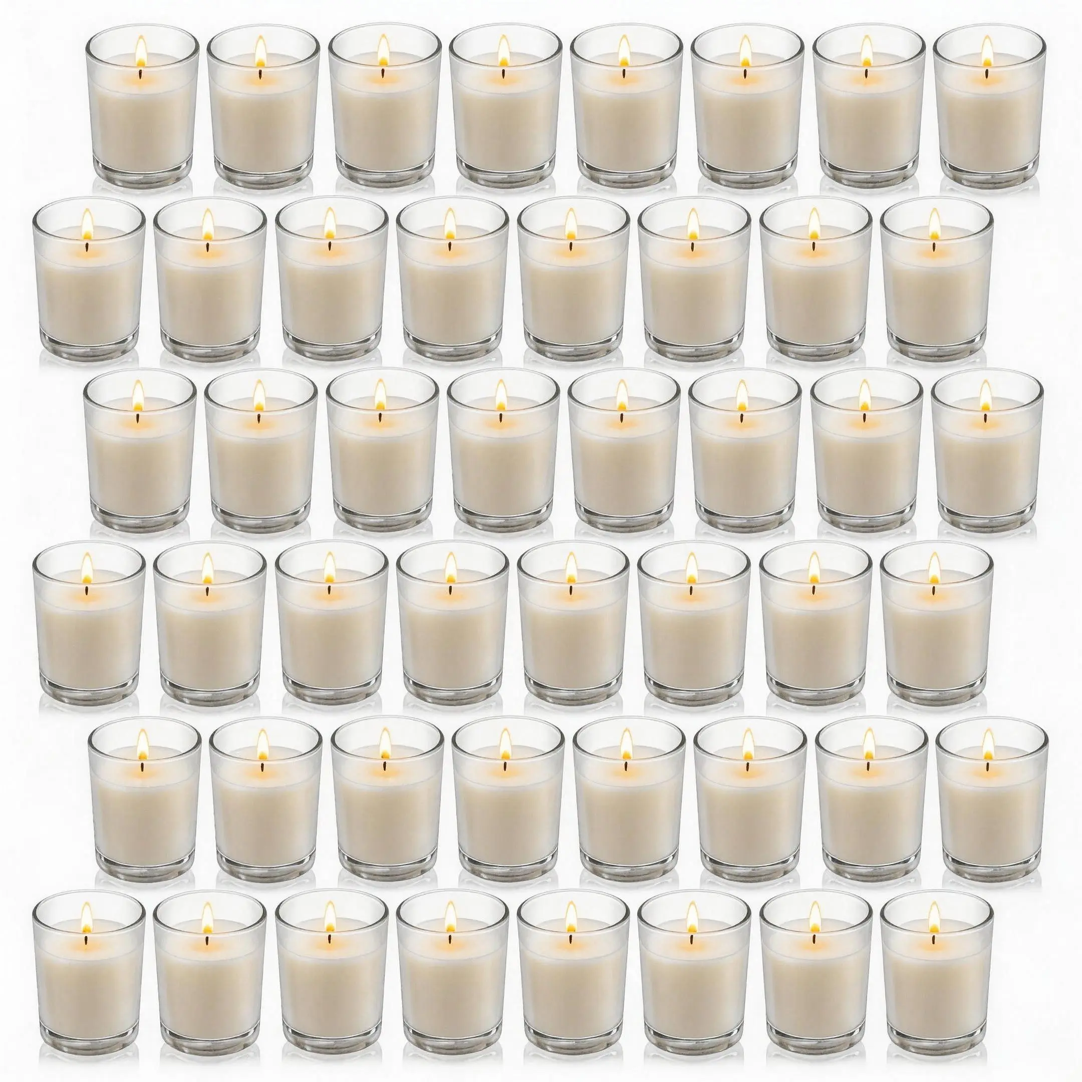 48-Pack 2 in Smokeless Scented Soy Wax Wish Candles - Household Candles with Warm White Hues, Pastel Colors, Metallic Accents for Home Decor, Weddings, Candle, Household Candle