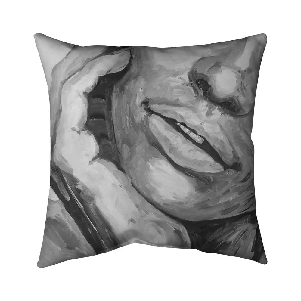 360 Stand 5541-1616-FI49-1 16x16 in. Monochrome Gray Women's Lips Motif Square Cushion Pillow, Minimalist Polyester-Fill Bedroom Home Decor, Soft Cushions, Irresistible Lips, Contemporary
