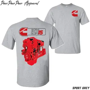 Cummins ISX15  Engine T-Shirt, Vintage Truck Mechanic Graphic Tee, Diesel Engine Streetwear Gift for Men USA Cotton Menswear