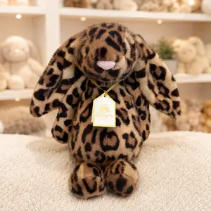Jellycat Cobblehop Bunny Ruby Leopard Plush, Cute Spotted Rabbit Stuffed Animal with Gift Bag, Soft Long Ear Bunny Doll, Birthday Baby Shower Gift