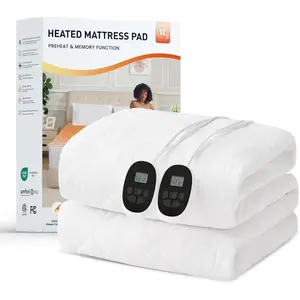 Heated Mattress Pad  Size with Dual Zone Control, 12 Heat Settings, 1-12H Timer, Preheat & Memory Function, Machine Washable Electric Bed Warmer, ETL & FCC Certified