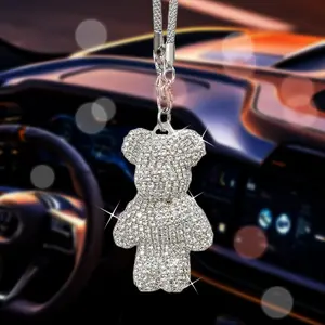 Sparkling Rhinestone doll  Car Mirror Charm Car Charm  Pendant with Secure Double Buckle Car Decor