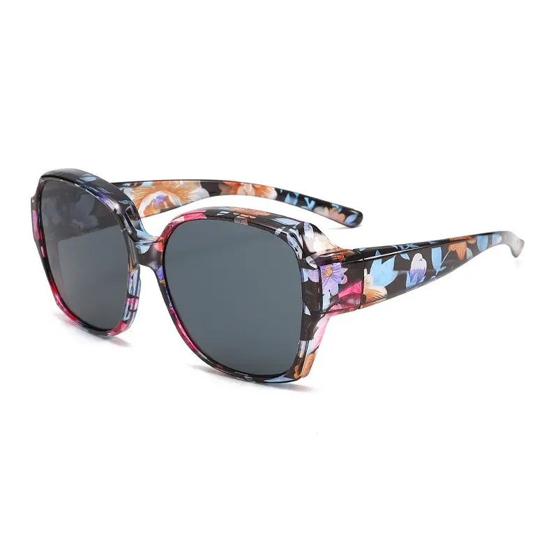 Blue Floral Frame, Black Grey Lenses