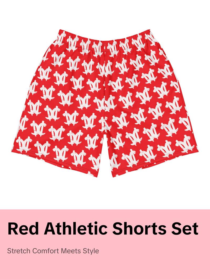 CC All-Over Print Unisex Athletic Long Shorts'Red