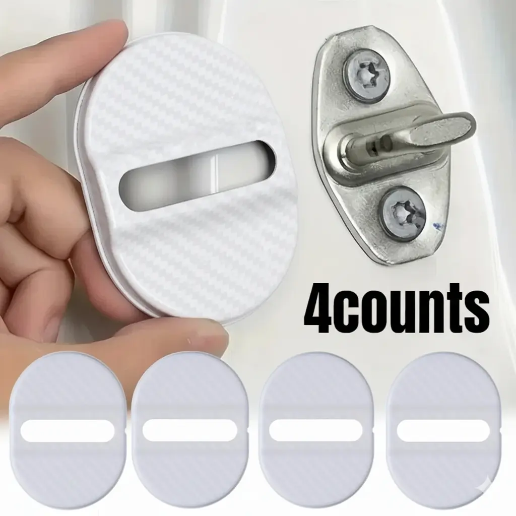 4 Piece Car Door Lock Protection Set, Car Accessories, Shock Absorbing Noise Reduction Sealing Strips, Universal Fit for Multiple Vehicle Models