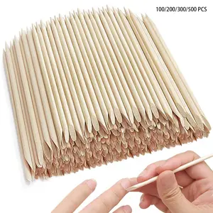 100/200 pcs Press-on Nail Removal Orange Wood Sticks, Nail Care Tools, Salon, designed for press-on nails – used for gem placement, glue removal, debris cleaning, cuticle pushing | 11.5CM Disposable Double-ended Nail Sticks