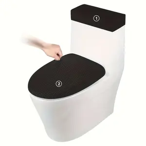 A Double-Piece Zippered Toilet Seat Cover with a Handle, Thickened for Warmth in Autumn And Winter, And Suitable for General Use As a Decorative Toilet Cushion