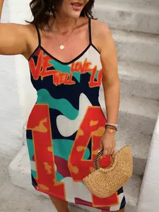 Plus Size Bodycon Dress, Full Print Digital Print Sleeveless Party Dress, Casual Fashion Summer for Women, Loose Fit