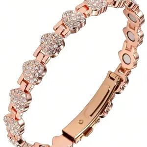 =Pure Copper Bracelets for Women Ultra Strength Magnetic Bracelet with 3800 Gauss Magnets & Sparkling Cubic Zirconia Adjustable Charm Bracelet Waterproof Fashion Modern Accessories Tarnish Free Trendy Stack Elegant Bangle