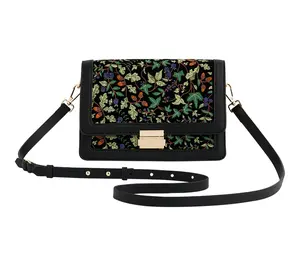 Fable England Cathy Black Embroidered Fold OverBag
