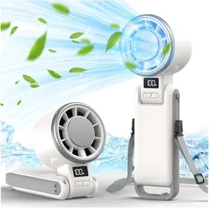 Upgraded Portable Handheld Fan with 60°F Ice Cooling, Up tp 12 Hrs Personal Fans Portable Rechargeable, 100 Speed Powerful Portables Fan Handheld, Hand/Neck/Desk Fan 3 IN 1 Usb Adjustable Foldable Lanyard Turbo