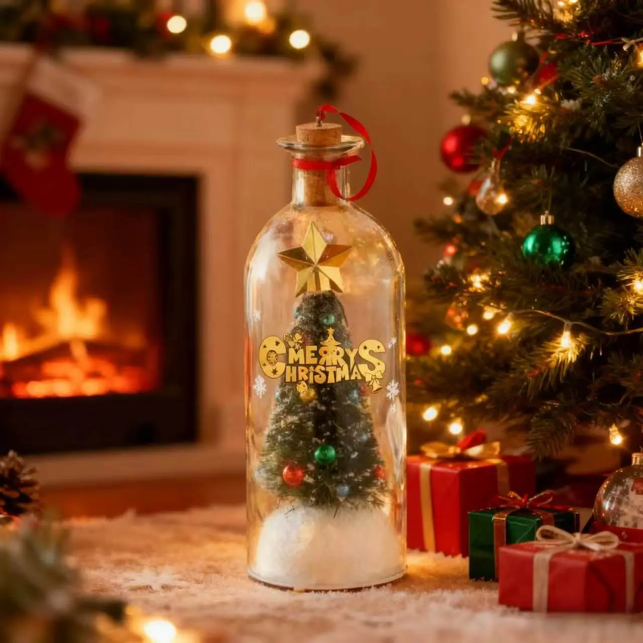 Mr. Christmas 8 Inch Recordable Christmas Tree Message In A Bottle, Unique Voice Recording Keepsake Ornament Perfect For Sentimental Family Holiday Gifts & Christmas Tree Home Decor