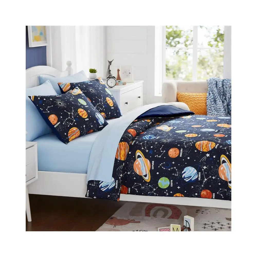 Twin Kids Comforter Set - 5 Pieces Twin Bedding Sets for Boys Girls Teen, Glow in The Dark Space Bed in A Bag with Sheets
