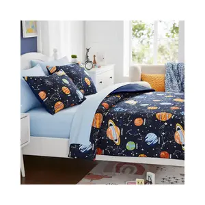 Twin Kids Comforter Set - 5 Pieces Twin Bedding Sets for Boys Girls Teen, Glow in The Dark Space Bed in A Bag with Sheets