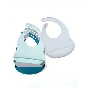 2pcs/Set Adjustable Silicone Baby/Kids Waterproof Bib, Easy To Clean, Durable, Suitable For Daily Use