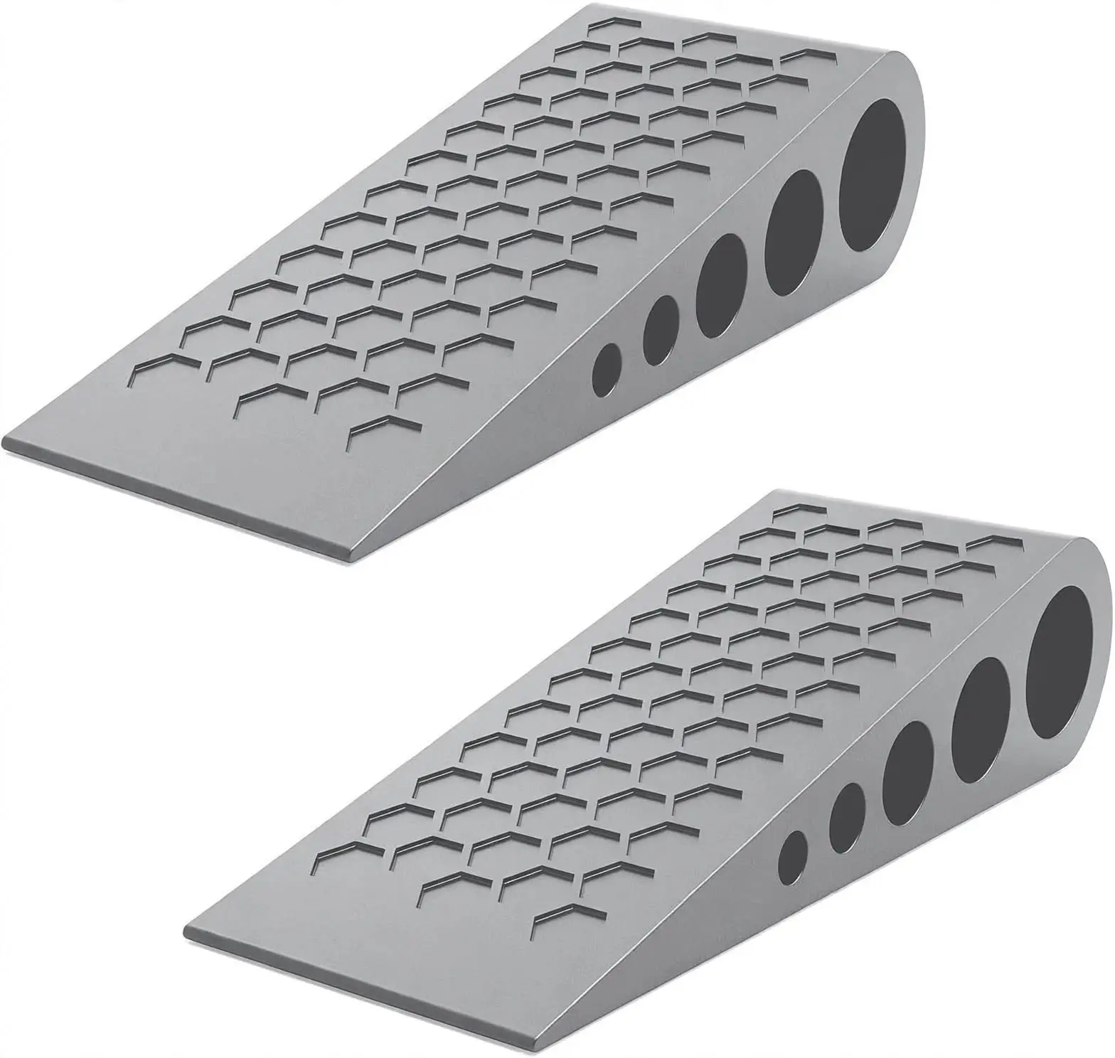 Door Stop Wedge 2-Pack, - Heavy Duty Rubber Door Stoppers for Bottom of Door with Honeycomb Design for Carpet and Tile, Gray