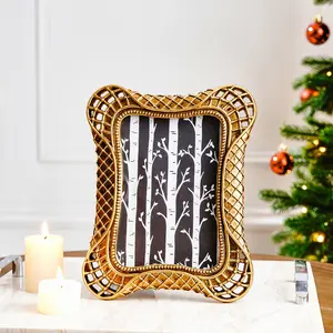 Vintage Frame with Lace Border Design, Versatile Horizontal & Vertical Display, Home Decor Photo Prop for Photography