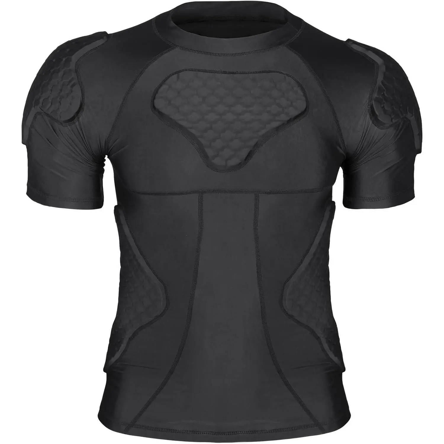 Mens Football Padded Shirt Chest Rib Protector Undershirt for Football Baseball Softball Rugby