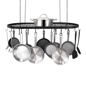 【Summervibes】VEVOR Hanging Pot Rack,  36 inch Hanging Pot Rack Ceiling Mount, Ceiling Pot Rack with 20 S Hooks, 80 lbs Loading Weight, Ideal for Home, Restaurant, Kitchen Cookware, Utensils Organiser Hangable
