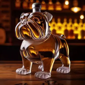 French Bulldog Design Glass Decanter High Borosilicate Whiskey Bottle Unique Bar Gift Idea