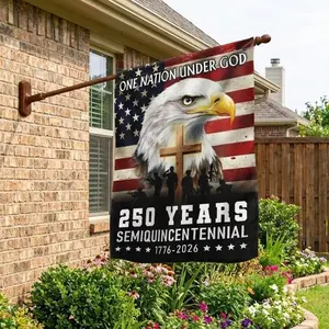 One Nation Under God 1776–2026 Semiquincentennial 250 Years American Flag | Patriotic Eagle Christian Military Tribute Celebration Banner Decor