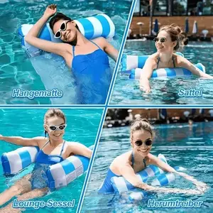 Inflatable Adult Water Hammock Chair, Durable PVC Material, Foldable Striped Pool Float, Perfect for Pool Parties and Summer Gifts