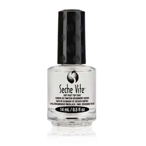 Seche Vite Fast-Drying Top Coat Nail Polish - 0.5 fl oz Cosmetic Liquid Bottle, Made in USA, Long-Lasting, Butyl Acrylate, Glossy Finish, Applies Over Polish, Nail Care for Busy Days Manicure, Enhances Natural Shine