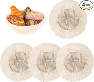 4 Pcs Bread Proofing Basket Cloth Liner Baking Dough Basket Cover Natural Rattan Banneton Proofing Cloth for Bakery Home Baking, about 10 inch