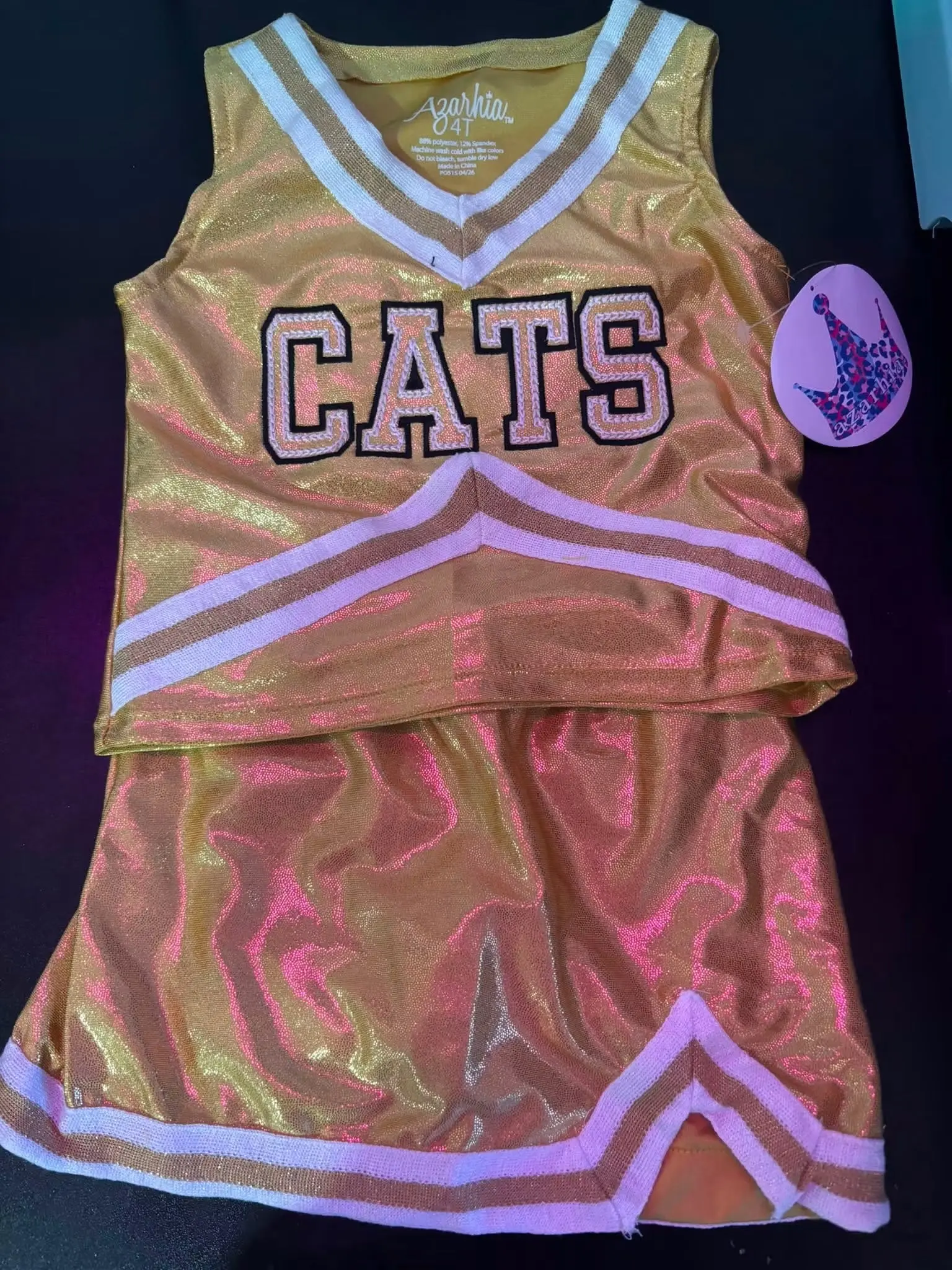 Vegas gold cheer uniform suit