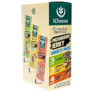 IChoose Muskee Musky Shiitake Mushroom Jerky Variety Collection | Plant-Based Vegan Snack | Cholesterol Free | Rich in Fiber | Multiple Flavors Available | 10 Individual Packs