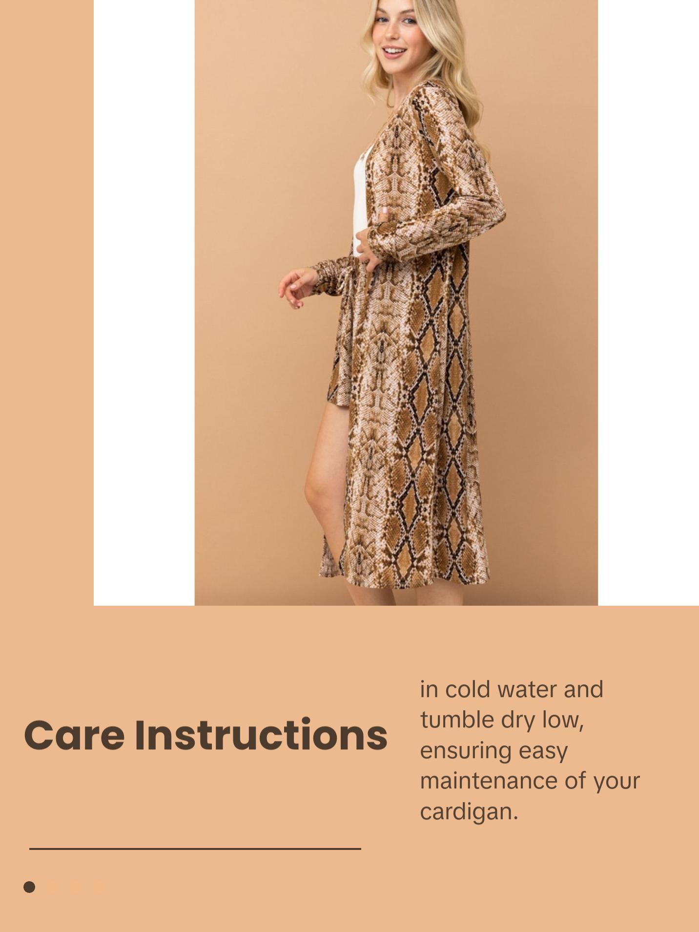 And The Why Snake Print Kimono Open Front Longline Cardigan