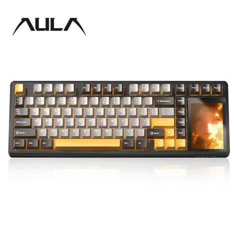 AULA L99 three-mode mechanical keyboard, with high-definition screen, 84-key layout, sensitive touch, RGB lighting, Hot Swappable RGB, full-key hot swap, large-capacity battery, connected to computer/mobile phone, suitable for e-sports games