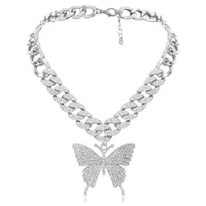 Statment Big Butterfly Pendant Necklace Rhinestone Choker Necklace For Women Jewelry