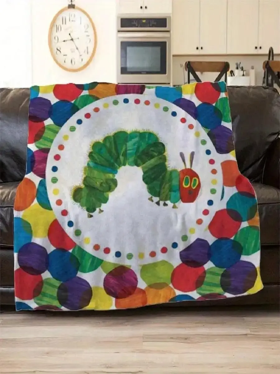 Very Hungry Caterpillar Flannel Throw Blanket Soft Storybook Design All Season Cozy Comfort for Kids Nursery Gift