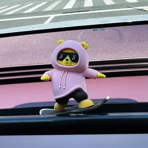 Cute Bear Car Decor - Funny Stress Relief Toy for Car Dashboard, Watch Him Skate & Smile on Your Drive, Unique Auto Interior Gift Idea
