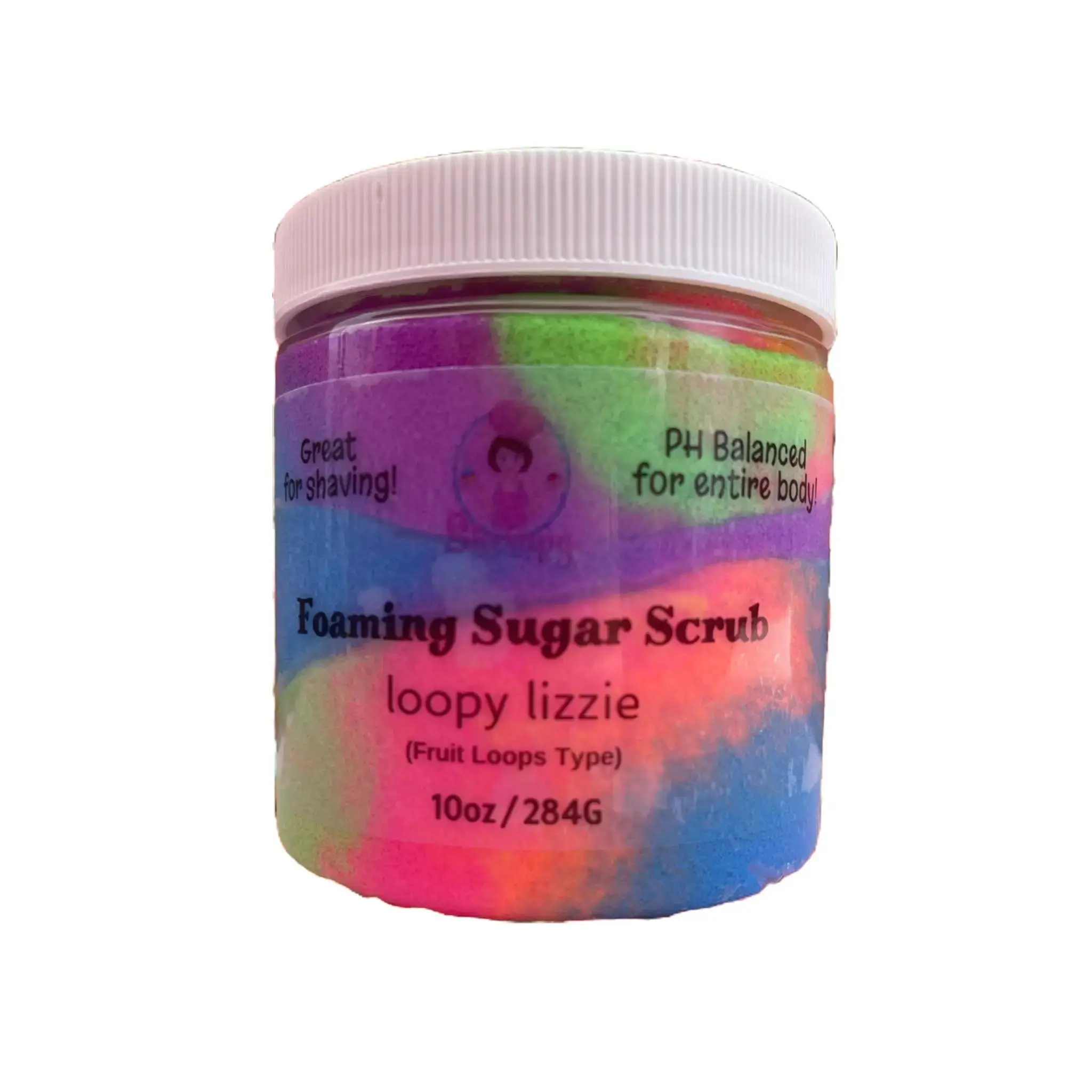 Foaming Sugar Scrub Loopy Lizzie Fruit Loop Type Scent Shaving Exfoliating Moisturizing Sensitive Skin Body Care Gentle Skincare