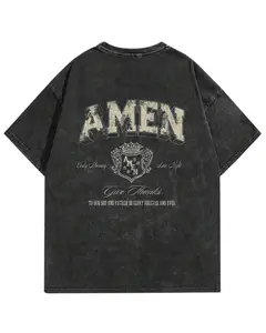 LOST GENERATION APPAREL Amen Faith Shirt Streetwear 100% Cotton Acid Washed Heavy LG Logo Front Casual Outfit