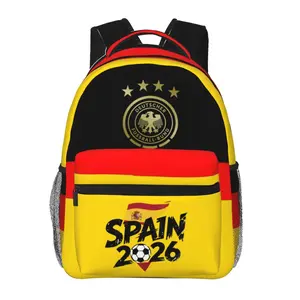 High Capacity Soccer2026 Backpack 2026 World Football Laptop Backpack Germany Team All-Over Print School Bookbag Shoulder Bag for Daily Travel & Daypack