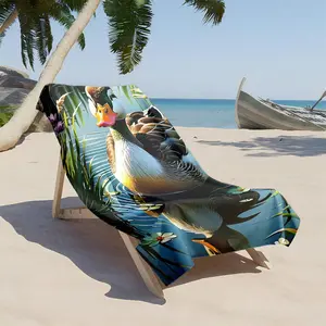 1 piece The mallard leisurely swimming in the pond themed beach towel - Multi-functional Beach Towel, Soft Absorbent Towel, 100% Polyester, suitable for Beach, Camping, Birthday, Modern Pattern Style, Quick-dry and Absorbent, Ideal for Outdoor Activities
