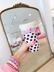 Coffee Cup Cover - Brown Polka Dots