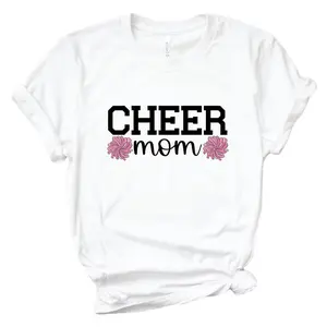 Cheer Mom Graphic Tee White 100% Cotton Relaxed Fit Pre-washed for Softness Classic Look with Modern Twist S-3XL - Clothes t0311