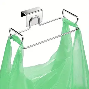 1Pc Stainless Steel Kitchen Waste Rack: Household Wall-mounted Plastic Bag Storage Rack, Kitchen and Bathroom, Kitchen Storage, Kitchen Accessories, Daily Essential Tools - The Ideal Gift for Daily Use or Christmas Occasions