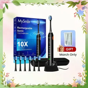 MySmile Elite Electric Toothbrush for Adults, TikTok Shop Exclusive – Sonic Type, 6 Brush Heads, 5 Modes, Timer, Waterproof, w/ Travel Case & Free Gift