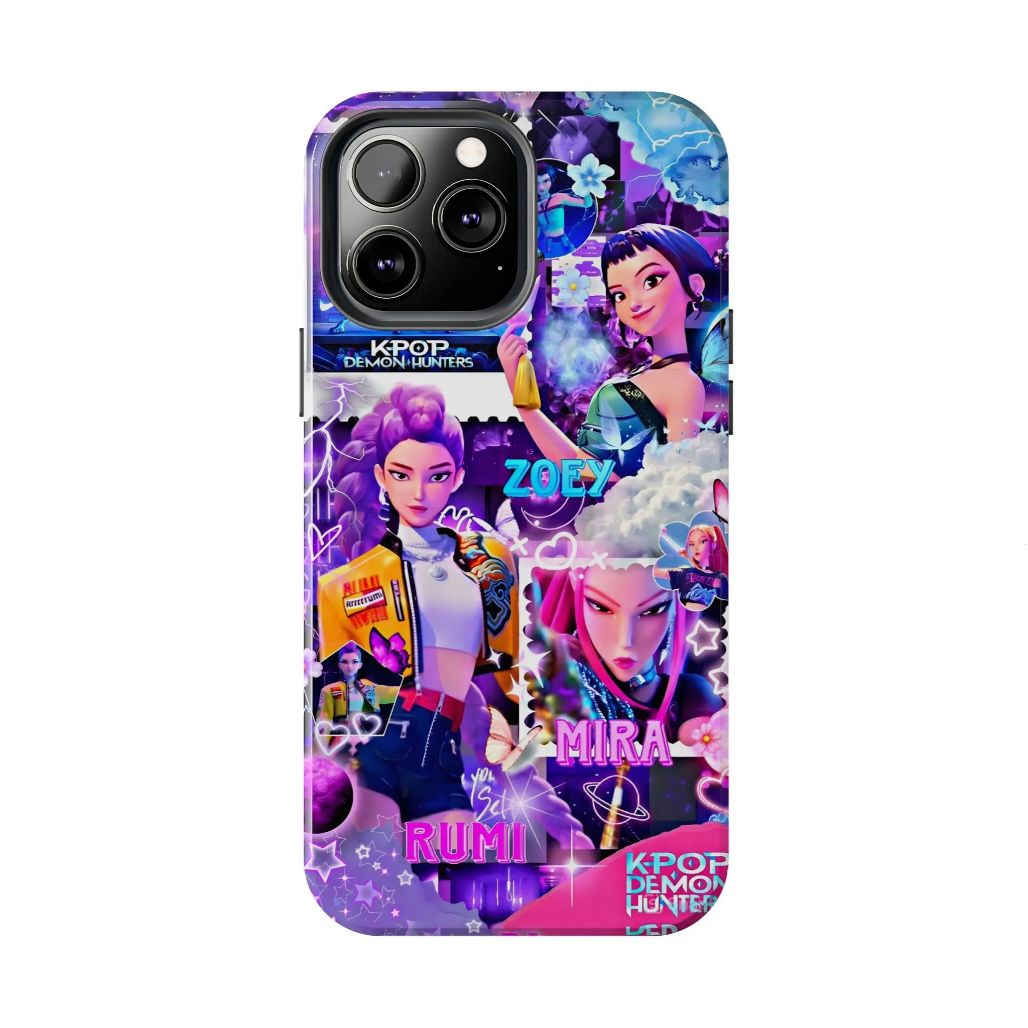 K-Pop Demon Hunters Collage Anime Case for iPhone 17-7 Pro Max Plus & Samsung Galaxy S26-S21 Ultra Plus - Rumi Mira Zoey Aesthetic Neon Phone Cover unisex