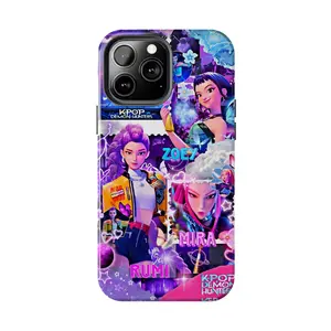 K-Pop Demon Hunters Collage Anime Case for iPhone 17-7 Pro Max Plus & Samsung Galaxy S26-S21 Ultra Plus - Rumi Mira Zoey Aesthetic Neon Phone Cover unisex