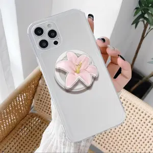Lilies Flowers MagSafe Phone Grip: Kawaii Lilies Flower Acrylic Holder, Girly Magnetic